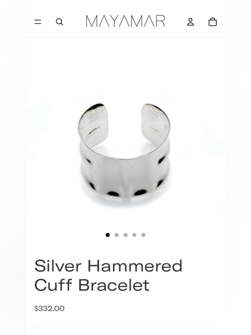 MAYAMAR Silver Wavy Metal Cuff Bracelet - Picture 3 of 7
